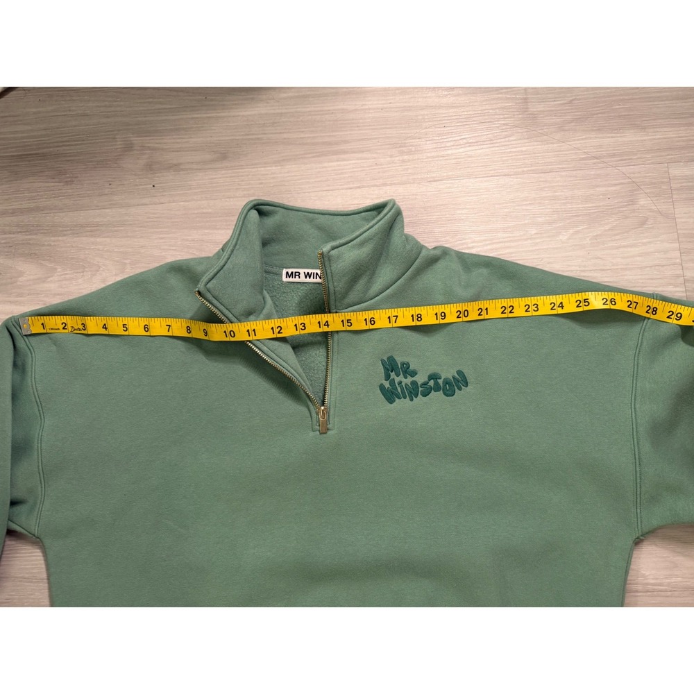 Mr Winston Sage Green Quarter Zip Sweatshirt Oversized Pullover Small - Picture 7 of 11